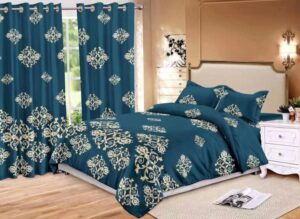 Duvet cover with curtains