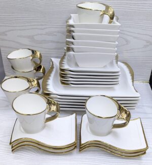 wavy ceramic white dinner Set