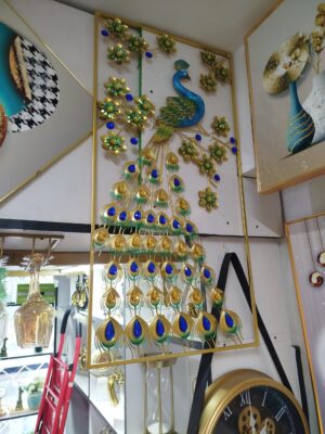 Framed peacock wall clock