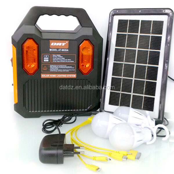 AT-9028B DAT solar charging lighting system kits with MP3 and radio function solar led lighting kits