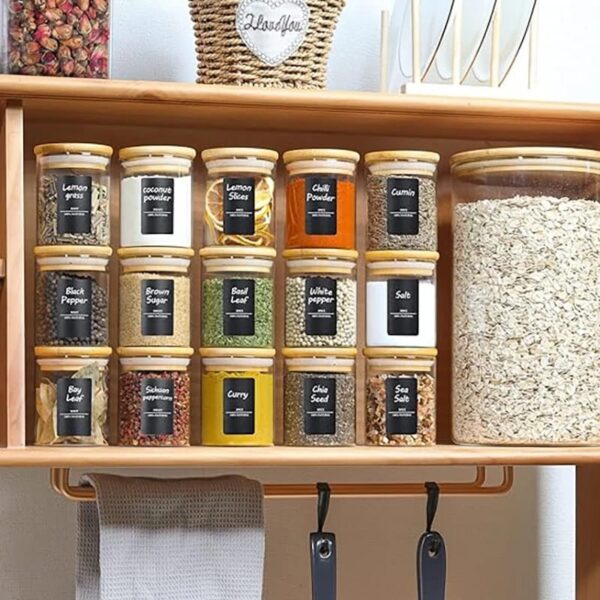 12pcs Round Glass spice jar set