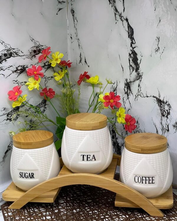 Canister set with Bamboo stand