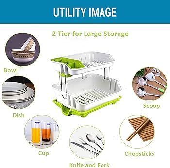 2-tier Plastic Dish Bowl Drainer Rack
