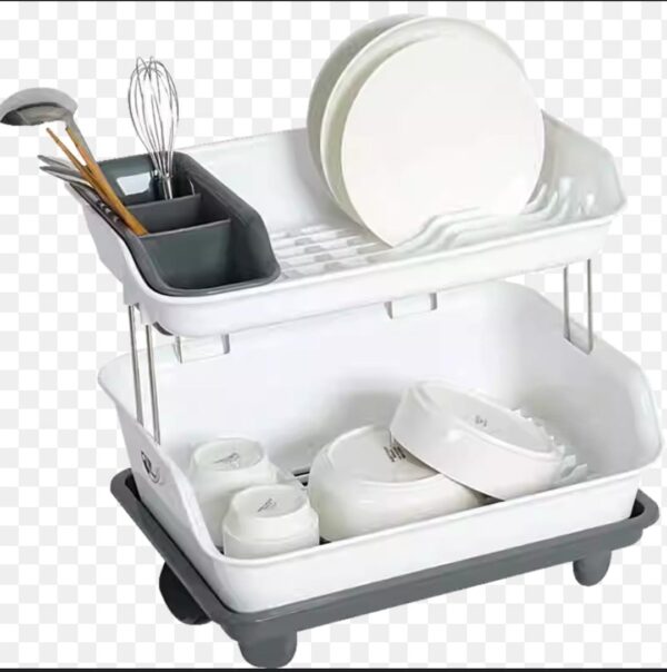 2-tier Plastic Dish Bowl Drainer Rack