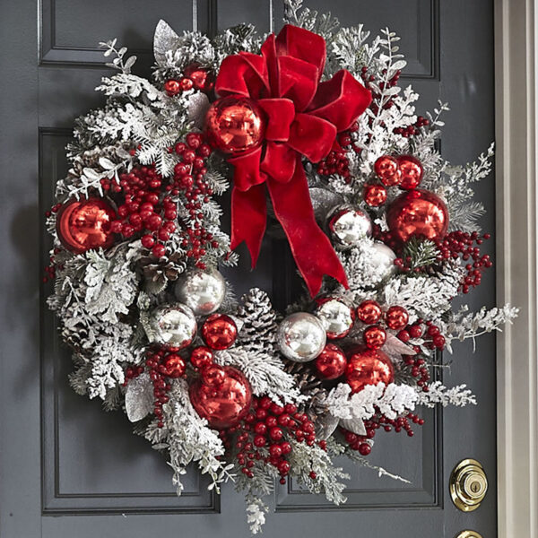 IMG-20241124-WA0111 Christmas Red wreath front door hanging with decorations